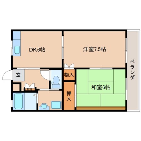 安倍川駅 徒歩17分 2階の物件間取画像